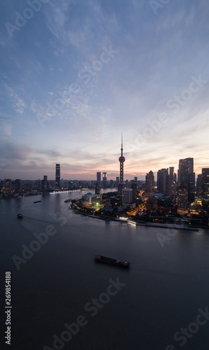 Aerial view over The Bund  Shanghai