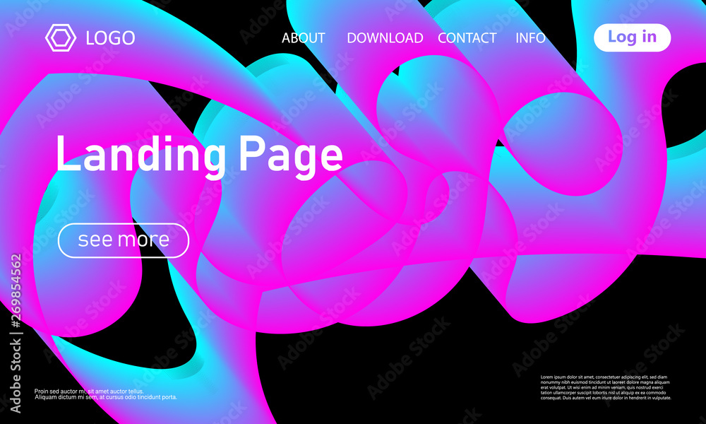 Fototapeta premium Landing page template. Abstract fluid