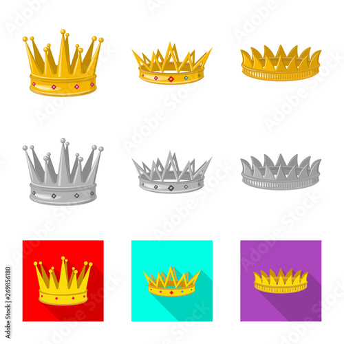 Vector illustration of medieval and nobility sign. Collection of medieval and monarchy vector icon for stock.