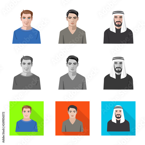 Vector illustration of hairstyle and profession icon. Collection of hairstyle and character stock vector illustration.