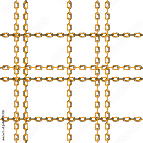 seamless pattern cross golden chains on whiite background, vector illustration for textile fashion