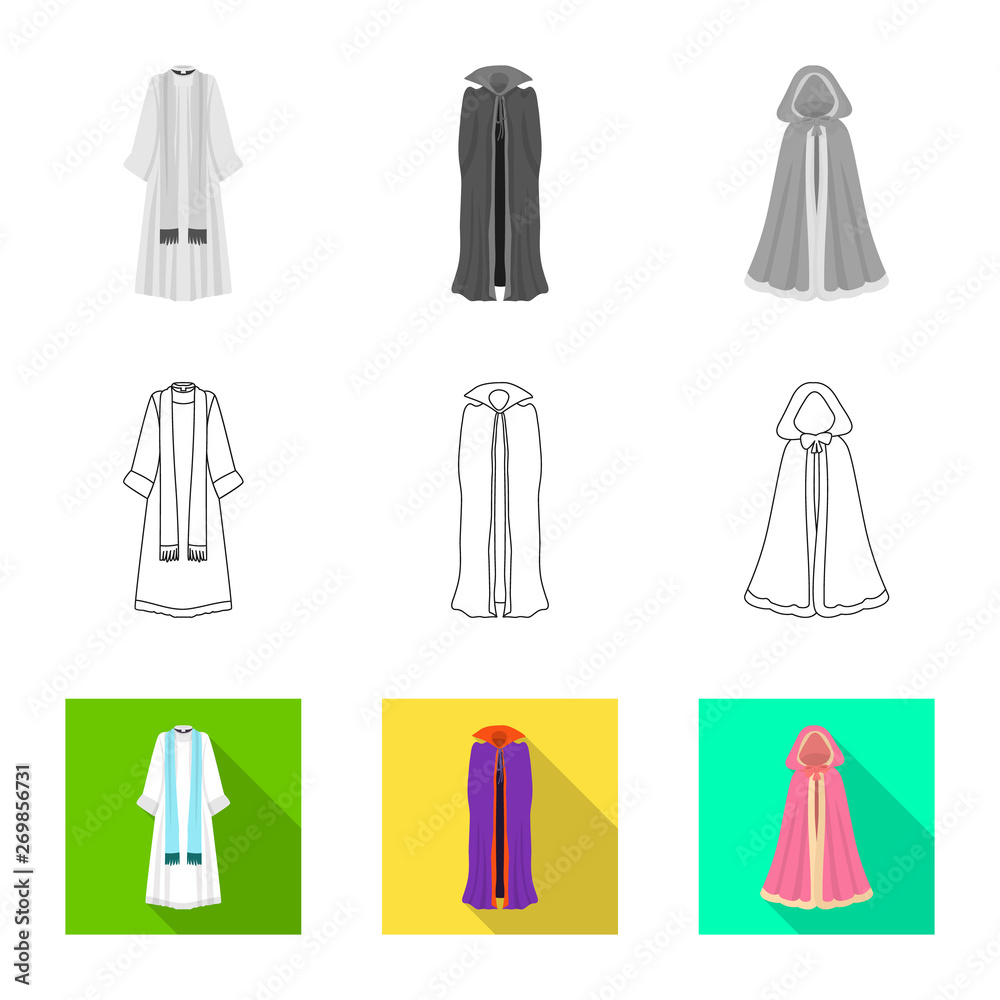 Vector illustration of material and clothing sign. Collection of material and garment stock vector illustration.