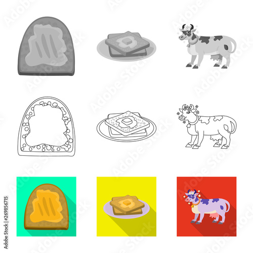 Isolated object of creamy and product icon. Set of creamy and farm vector icon for stock.