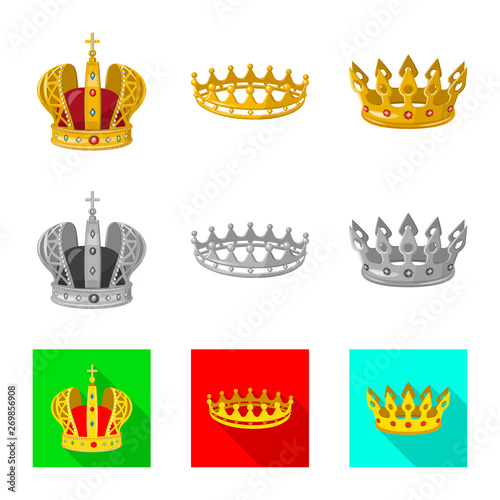 Vector illustration of medieval and nobility symbol. Collection of medieval and monarchy stock vector illustration.