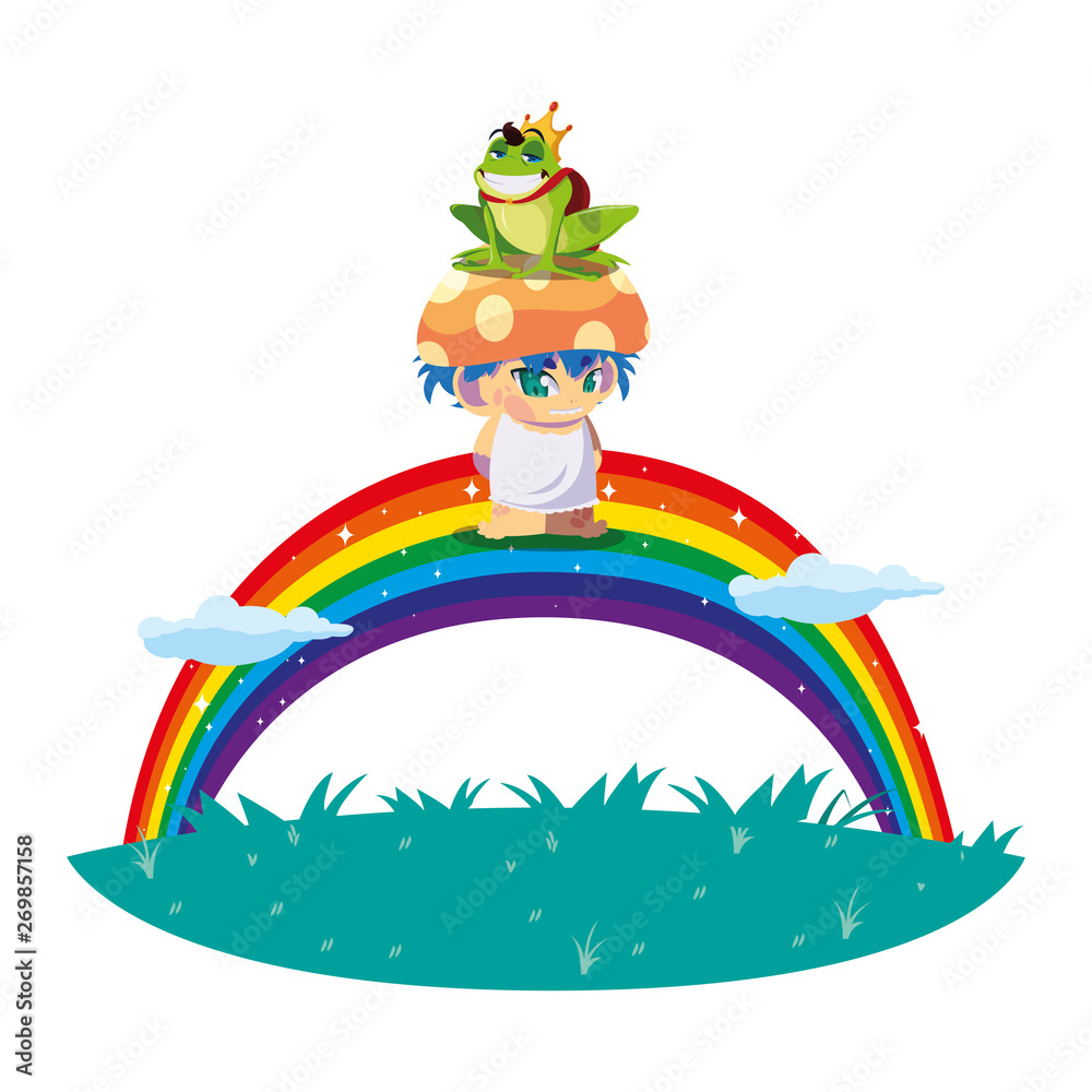 toad prince and fungu elf with rainbow toad prince and fungu elf with rainbow