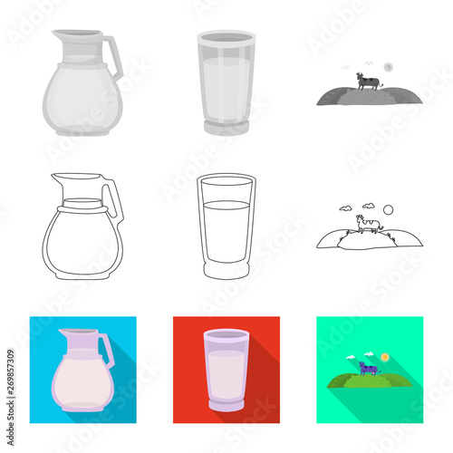 Isolated object of creamy and product sign. Set of creamy and farm stock vector illustration.