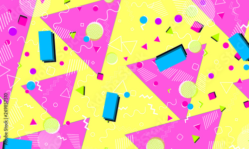 Pop art color background. Memphis pattern