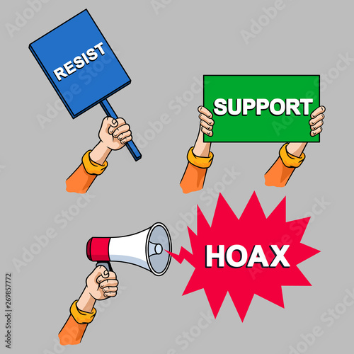 Protest Cartoon Hand Collection Set