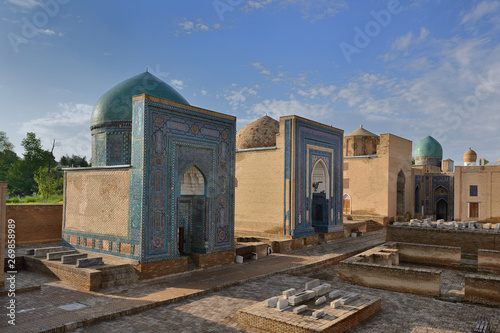 The historical necropolis of Shakhi Zinda was formed over eight (from 11th till 19th) centuries. Samarkand, Uzbekistan