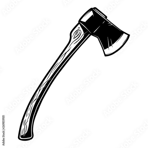Illustration of lumberjack hatchet isolated on white background Design element for poster, card, banner, emblem, sign. Vector illustration