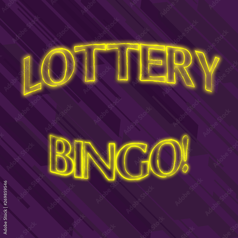 Writing note showing Lottery Bingo. Business concept for game of chance in which each player matches numbers printed Seamless Diagonal Violet Stripe Paint Slanting Line Repeat Pattern