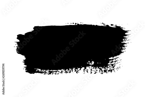 Brush stroke isolated on white background. Black paint brush. Grunge texture stroke line. Art ink dirty design. Border for artistic shape, paintbrush element. Brushstroke graphic. Vector illustration