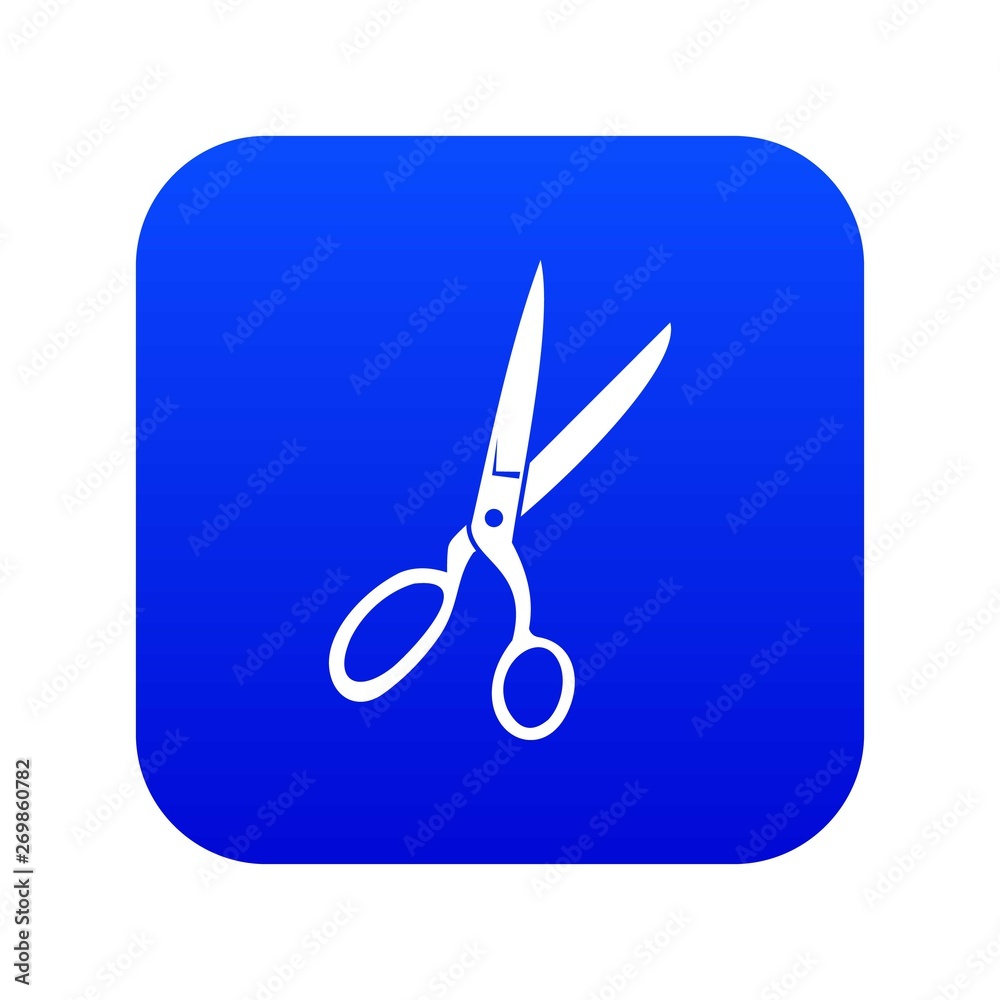 Sewing scissors icon digital blue for any design isolated on white vector illustration Sewing scissors icon digital blue for any design isolated on white vector illustration