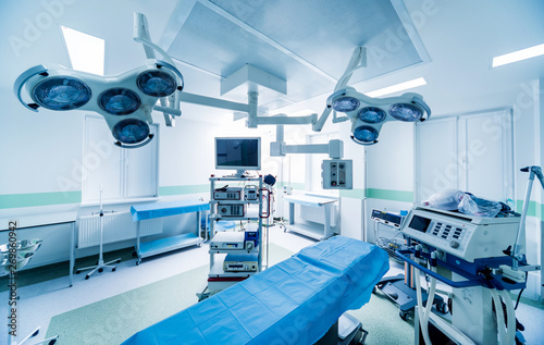 Modern equipment in operating room. Medical devices for neurosurgery.