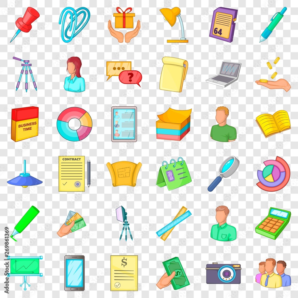 Clerk icons set. Cartoon style of 36 clerk vector icons for web for any design Clerk icons set. Cartoon style of 36 clerk vector icons for web for any design
