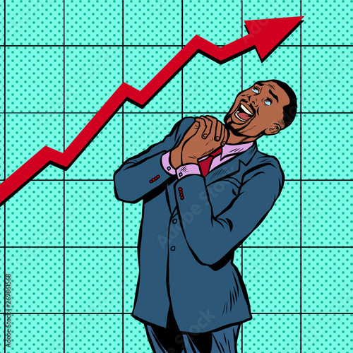 joyful african businessman growth chart