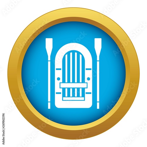 Boat with paddles icon blue vector isolated on white background for any design