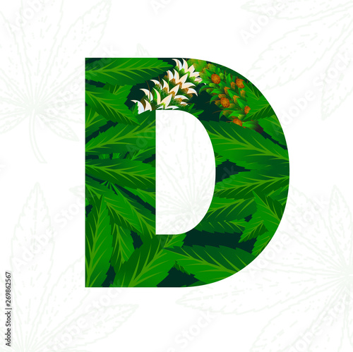 Letter with cannabis leaf for logo design.