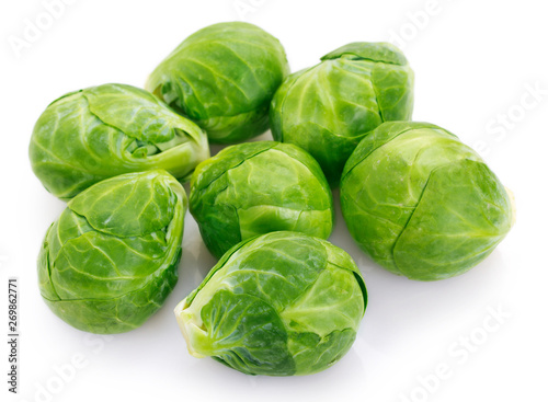 Brussels sprouts on white background