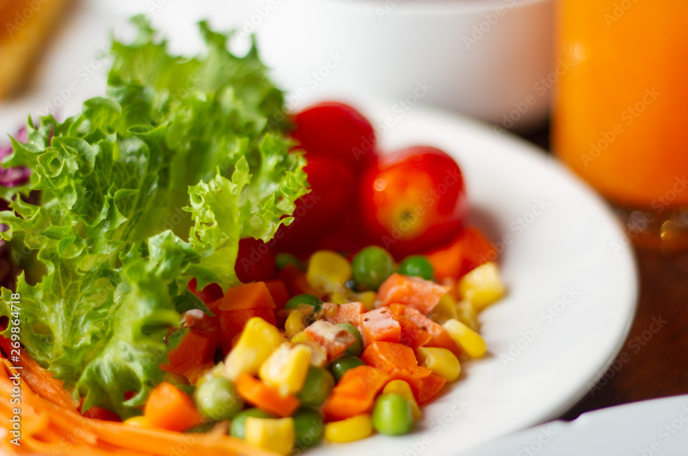 fresh vegetable salad in plate