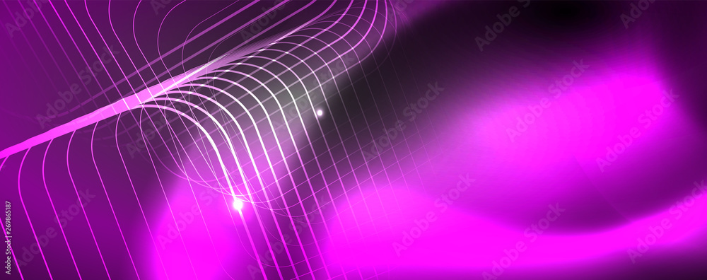 Shiny neon techno template. Neon lines background, 80s style laser rays Shiny neon techno template. Neon lines background, 80s style laser rays