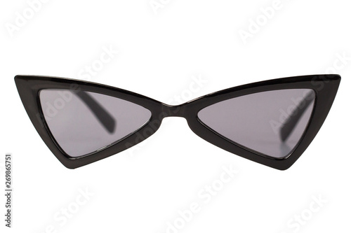 Black Triangle Cat Eye Sunglasses isolated on white - front view