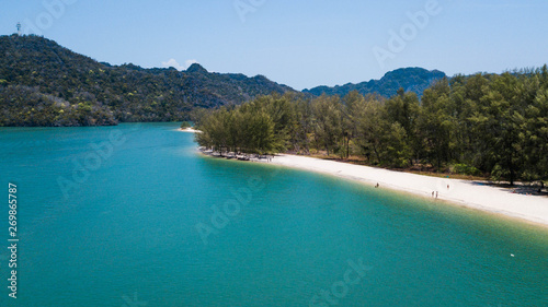 Aerial view of Tanjung Rhu Beach in summer, Malaysia, Asia