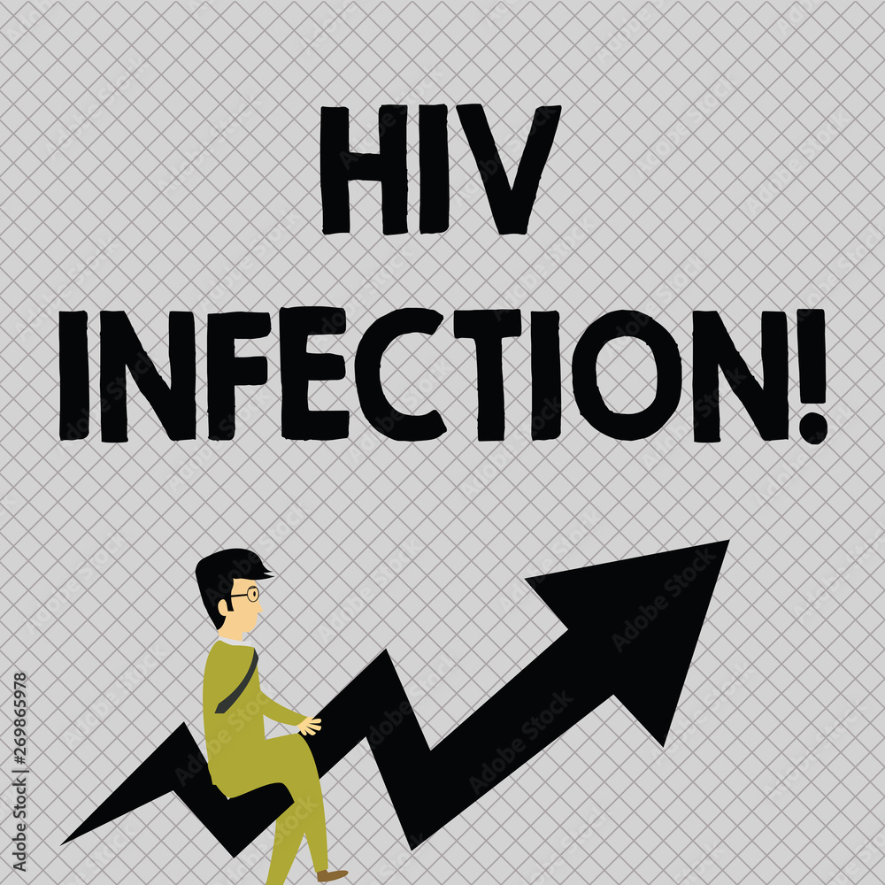 Conceptual hand writing showing Hiv Infection. Concept meaning sexually transmitted infection and a chronic disease Businessman with Eyeglasses Riding Crooked Arrow Pointing Up Conceptual hand writing showing Hiv Infection. Concept meaning sexually transmitted infection and a chronic disease Businessman with Eyeglasses Riding Crooked Arrow Pointing Up