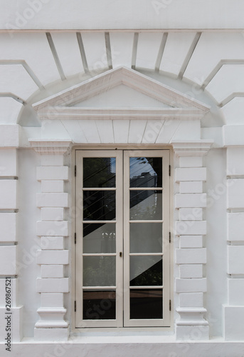 vintage white color window facade details