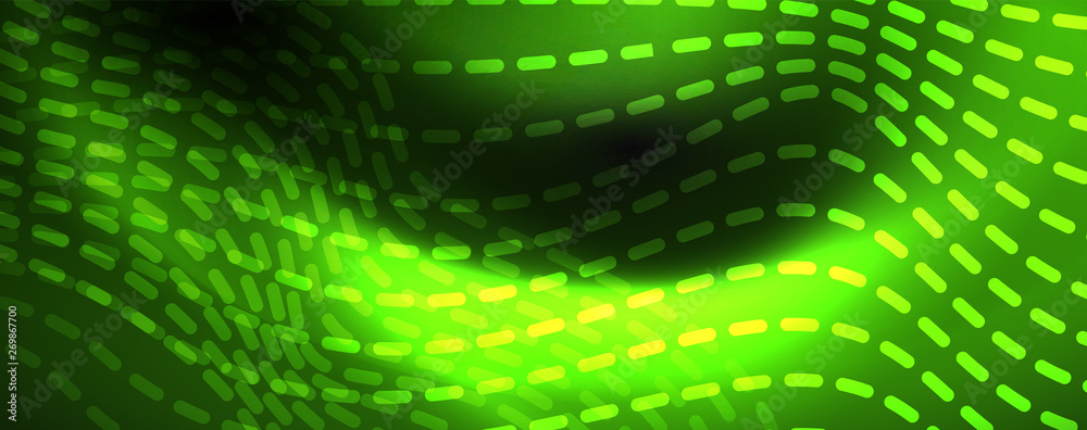 Smoky glowing waves in the dark. Dark abstract background with neon color light and wavy lines. Vector Smoky glowing waves in the dark. Dark abstract background with neon color light and wavy lines. Vector