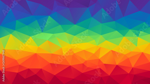 vector abstract irregular polygon background - triangle low poly pattern - full spectrum multi color horizontal rainbow - red, orange, yellow, green, blue, purple