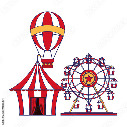 Carnival circus festival cartoons blue lines