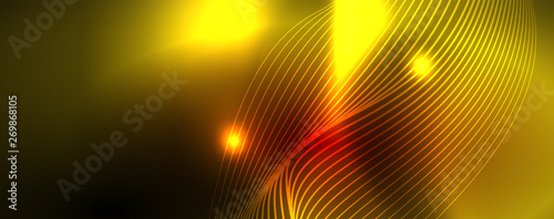 Shiny neon lines techno magic futuristic background, magic energy space light concept, abstract background wallpaper design