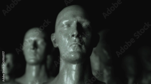 Konstfotografi 3D render. Cloning humanoid figures