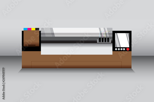 Brown large printer with silver gradient background