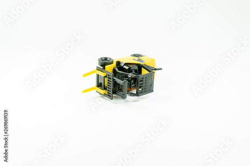 Accident of Diesel forklift on a white background