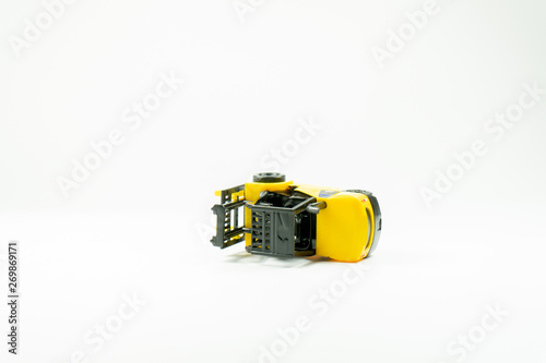 Accident of Diesel forklift on a white background