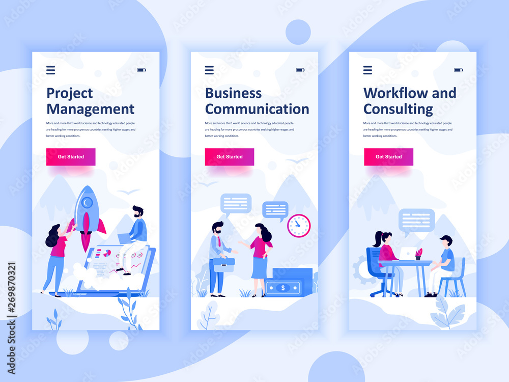 Set of onboarding screens user interface kit for Management ...