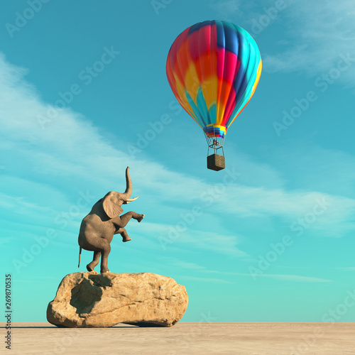 Photography Elephant to balloon