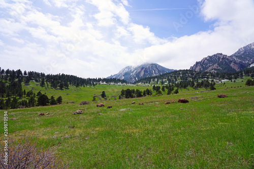 Scenic view of the Rocky Mountains in Boulder, Colorado in the spring