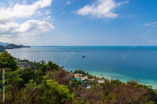 Beautiful tropical White Sands Beach at Koh Chang island, from viewpoint. Summer, vacation, holiday concept. Thailand