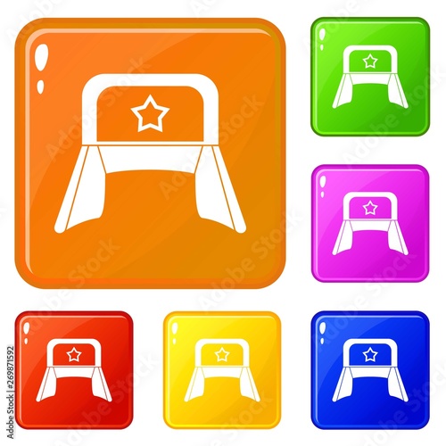 Hat with earflaps icons set collection vector 6 color isolated on white background