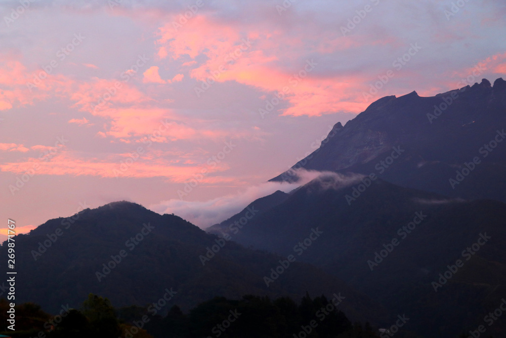 Mount Kinabalu at sunset - Borneo Malaysia Asia Mount Kinabalu at sunset - Borneo Malaysia Asia