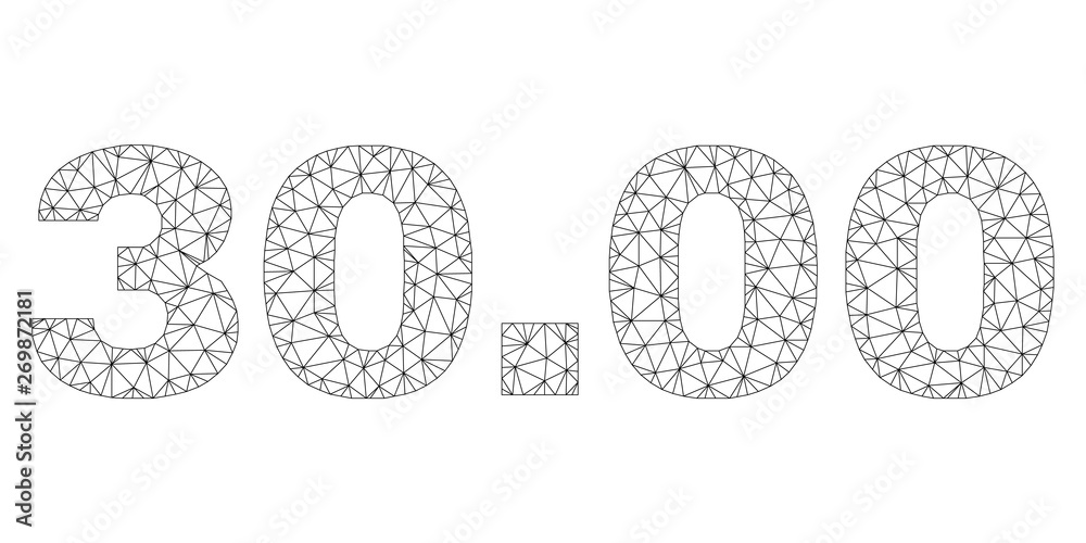 Mesh vector 30.00 text. Abstract lines and points form 30.00 black carcass symbols. Linear carcass 2D polygonal mesh in vector format. Mesh vector 30.00 text. Abstract lines and points form 30.00 black carcass symbols. Linear carcass 2D polygonal mesh in vector format.