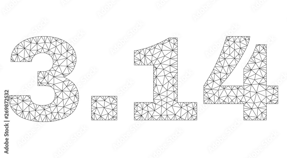 Mesh vector 3.14 text. Abstract lines and points form 3.14 black carcass symbols. Linear carcass 2D triangular mesh in eps vector format. Mesh vector 3.14 text. Abstract lines and points form 3.14 black carcass symbols. Linear carcass 2D triangular mesh in eps vector format.