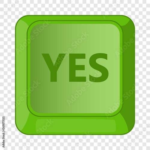 Yes green button icon. Cartoon illustration of yes green button vector icon for web