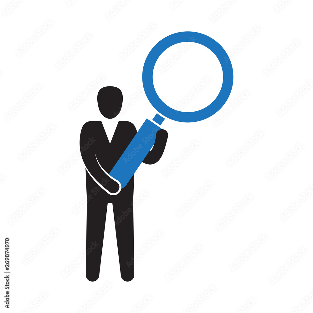 Businessman holding magnifying glass Businessman holding magnifying glass