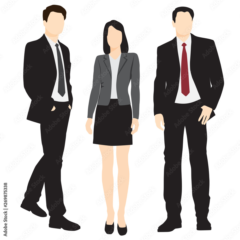 Set of silhouettes of men and woman standing in different poses, cartoon character, group of business people, vector illustration, flat designe icon, isolated on white background Set of silhouettes of men and woman standing in different poses, cartoon character, group of business people, vector illustration, flat designe icon, isolated on white background