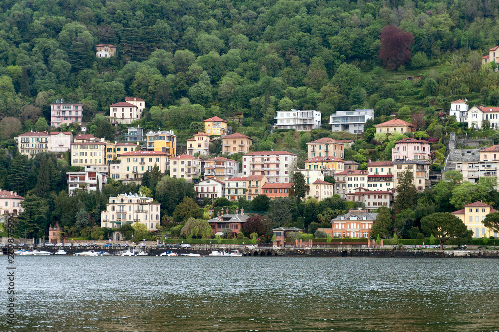 Como town view from the Como lake.