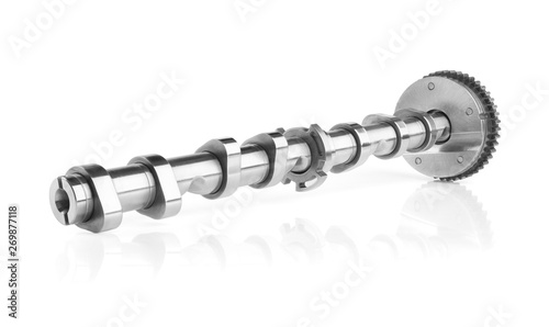 Car camshaft on white background